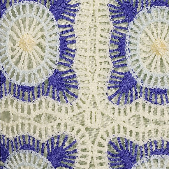 100% cotton blue cream crochet dress NWT Chelsea & Violet size L - Picture 5 of 7